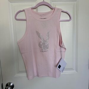 Playboy Tank Top with Silver Rhinestone Logo